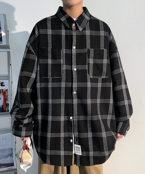 KOR(ケーオーアール)の「オーバーサイズ タータンチェックシャツ(シャツ/ブラウス・メンズ・ブラック/ブラウン・4XL/3XL/2XL/5XL/M/XL/L)」の12枚目の写真