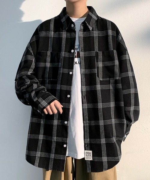 KOR(ケーオーアール)の「オーバーサイズ タータンチェックシャツ(シャツ/ブラウス・メンズ・ブラック/ブラウン・4XL/3XL/2XL/5XL/M/XL/L)」の13枚目の写真