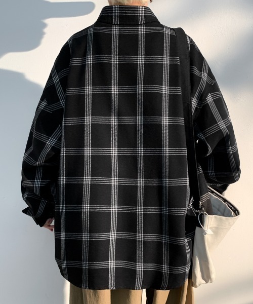 KOR(ケーオーアール)の「オーバーサイズ タータンチェックシャツ(シャツ/ブラウス・メンズ・ブラック/ブラウン・4XL/3XL/2XL/5XL/M/XL/L)」の14枚目の写真