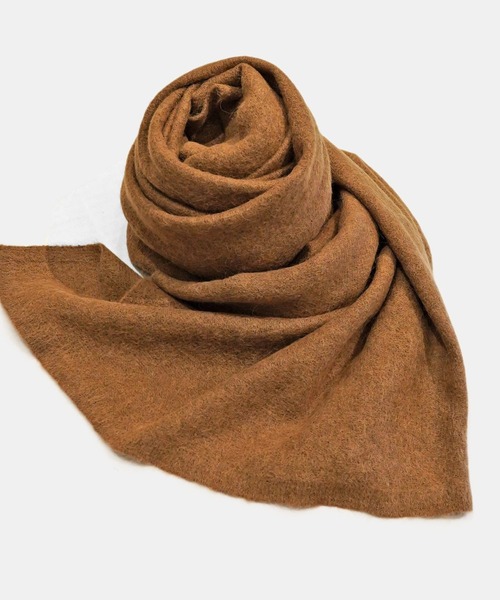 ATON（エイトン）の「【ATON】BABY ALPACA KNIT STOLE（ストール/ショール・メンズ・ブラック/キャメル・FREE）」の4枚目の写真