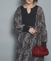 un dix cors | 時短おしゃれに最適　ニット切替プリントロングワンピース(ワンピース)