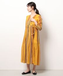 【極美品♡インド綿】ヌキテパ　マルチストライプカシュクールワンピース　紫　F 極美品♡インド綿】ヌキテパ マルチストライプカシュクール