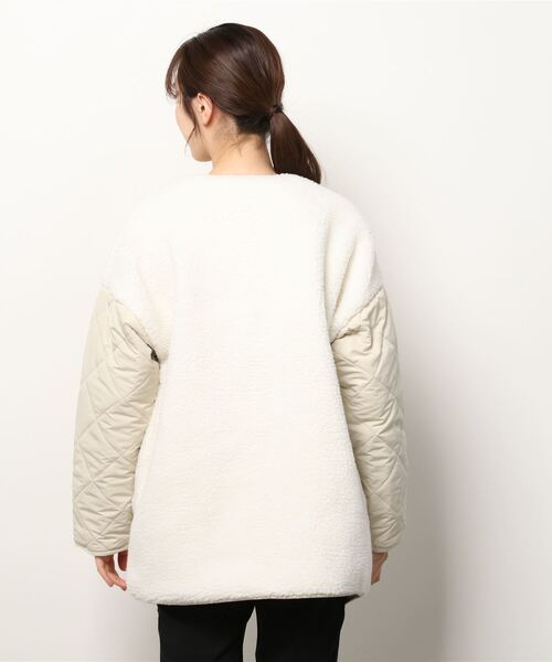 Per sist ence（パーシエンス）の「Per sist ence/パーシエンス　ボア＆キルト リバーシブルノーカラーコート（ノーカラーコート・レディース・ブラック/カーキ/モカ/アイボリー・FREE）」の6枚目の写真