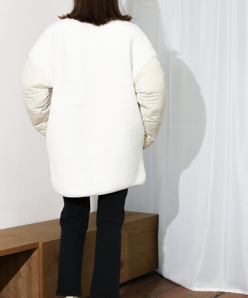 Per sist ence（パーシエンス）の「Per sist ence/パーシエンス　ボア＆キルト リバーシブルノーカラーコート（ノーカラーコート・レディース・ブラック/カーキ/モカ/アイボリー・FREE）」の14枚目の写真