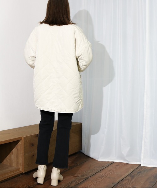 Per sist ence（パーシエンス）の「Per sist ence/パーシエンス　ボア＆キルト リバーシブルノーカラーコート（ノーカラーコート・レディース・ブラック/カーキ/モカ/アイボリー・FREE）」の19枚目の写真