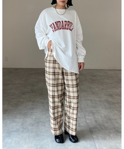She's Closet(シーズクローゼット)の「タータンチェック柄ストレートトラウザーパンツ(その他パンツ・レディース・ベージュ/グレー・FREE)」の21枚目の写真