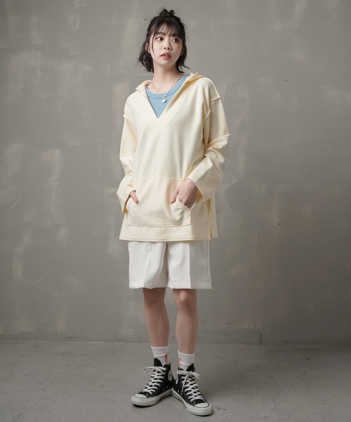 SPINNS（スピンズ）の「【7色展開】アソートピンタックハーフパンツ（スラックス・レディース・チャコール/ブラック/ベージュ系/ブラック系/ブラック系1/ゼブラ/ホワイト・ONESIZE）」の10枚目の写真