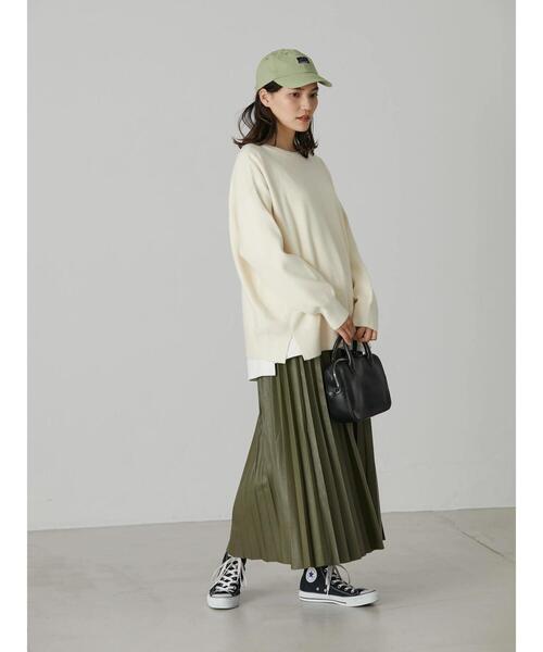 AMERICAN HOLIC（アメリカンホリック）の「クルーネック総針ニットプルオーバー（ニット/セーター・レディース・ブラック/グレー系その他/アイボリー/レッド・L/M）」の20枚目の写真