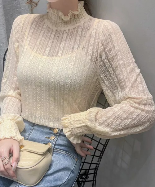 everycoco(エブリーココ)の「フラワーレースシアートップス◇(Tシャツ/カットソー・レディース・ホワイト/ブラック/アイボリー・FREE)」の8枚目の写真