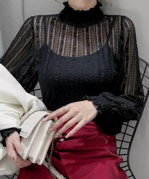 セール】フラワーレースシアートップス◇（Tシャツ/カットソー