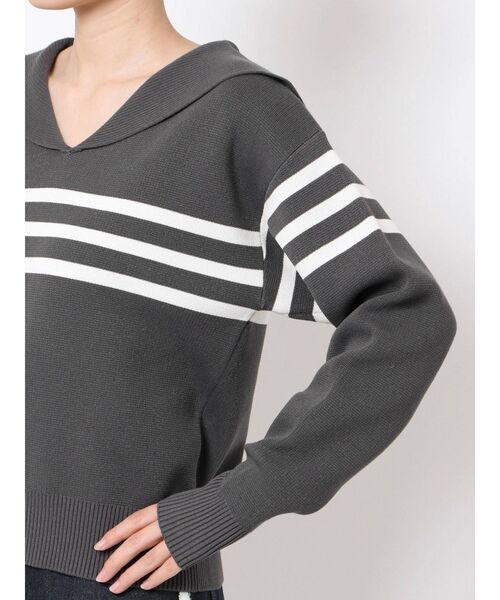 CALNAMUR（カルナムール）の「セーラーカラーボーダーニット（ニット/セーター・レディース・ホワイト/ブラック・FREE）」の6枚目の写真