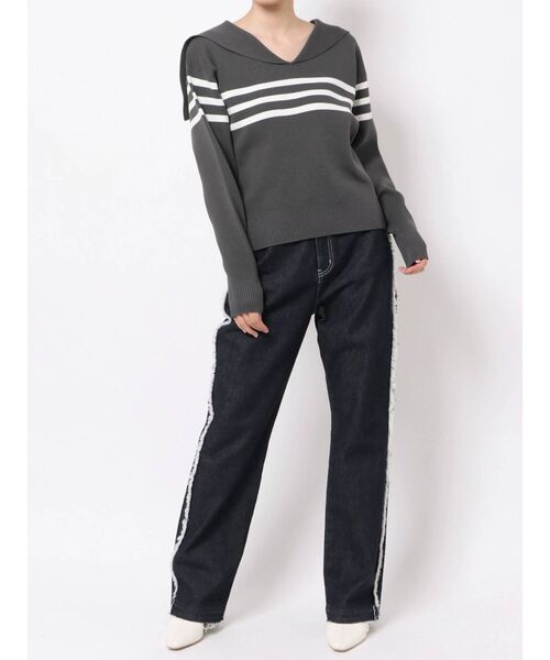 CALNAMUR（カルナムール）の「セーラーカラーボーダーニット（ニット/セーター・レディース・ホワイト/ブラック・FREE）」の10枚目の写真