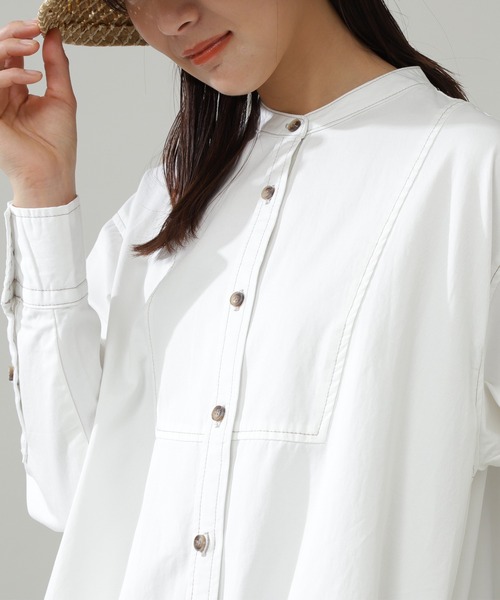 N.（N. Natural Beauty Basic）（エヌエヌナチュラルビューティーベーシック）の「◆シャツワンピース（ワンピース・レディース・オフホワイト/ストライプ/ワンウォッシュ・MEDIUM）」の13枚目の写真