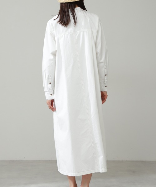 N.（N. Natural Beauty Basic）（エヌエヌナチュラルビューティーベーシック）の「◆シャツワンピース（ワンピース・レディース・オフホワイト/ストライプ/ワンウォッシュ・MEDIUM）」の12枚目の写真