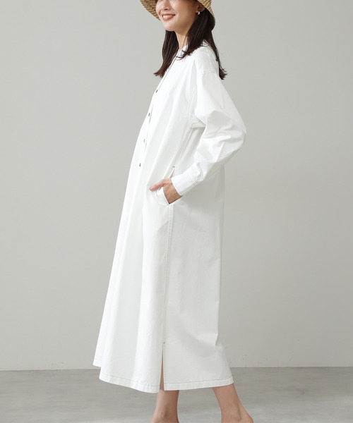 N.（N. Natural Beauty Basic）（エヌエヌナチュラルビューティーベーシック）の「◆シャツワンピース（ワンピース・レディース・オフホワイト/ストライプ/ワンウォッシュ・MEDIUM）」の11枚目の写真