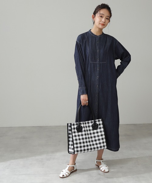 N.（N. Natural Beauty Basic）（エヌエヌナチュラルビューティーベーシック）の「◆シャツワンピース（ワンピース・レディース・オフホワイト/ストライプ/ワンウォッシュ・MEDIUM）」の7枚目の写真