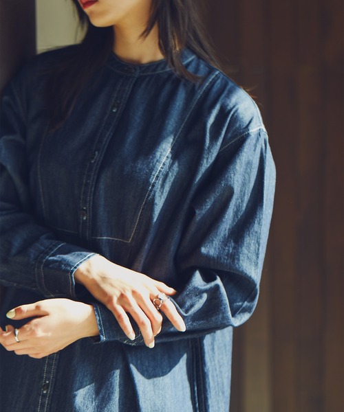 N.（N. Natural Beauty Basic）（エヌエヌナチュラルビューティーベーシック）の「◆シャツワンピース（ワンピース・レディース・オフホワイト/ストライプ/ワンウォッシュ・MEDIUM）」の18枚目の写真