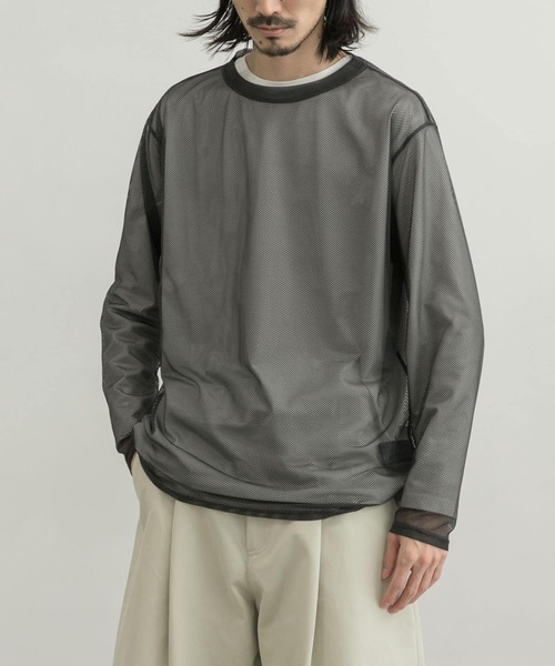 URBAN RESEARCH（アーバンリサーチ）の「URBAN RESEARCH iD　メッシュロングスリーブTシャツ（Tシャツ/カットソー・メンズ・グリーン系その他/ロイヤルブルー/チャコールグレー・MEDIUM/LARGE）」の2枚目の写真