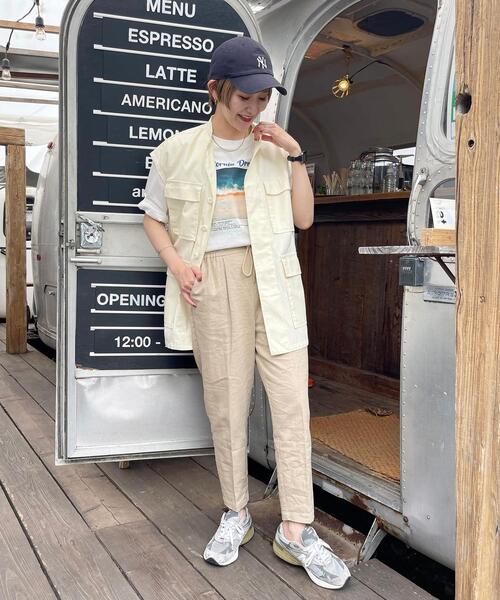 [接触冷感機能付き］リネンレーヨンテーパードパンツ#