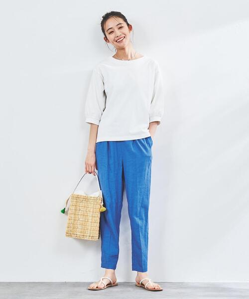 [接触冷感機能付き］リネンレーヨンテーパードパンツ#