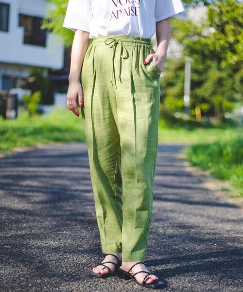 [接触冷感機能付き］リネンレーヨンテーパードパンツ#