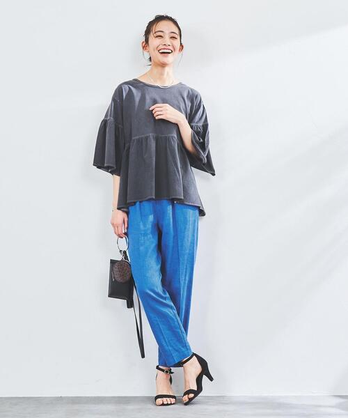 coen（コーエン）の「[接触冷感機能付き］リネンレーヨンテーパードパンツ#（その他パンツ・レディース・ダークグレー/ベージュ/オリーブ/コバルトブルー・L/M/S）」の21枚目の写真