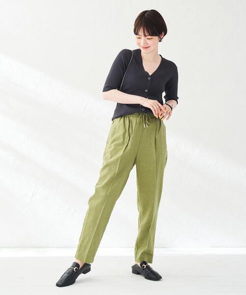 coen（コーエン）の「[接触冷感機能付き］リネンレーヨンテーパードパンツ#（その他パンツ・レディース・ダークグレー/ベージュ/オリーブ/コバルトブルー・L/M/S）」の14枚目の写真