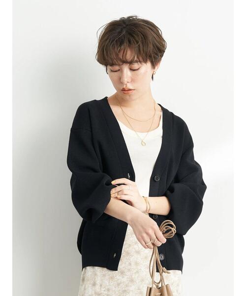 earth music&ecology（アースミュージックアンドエコロジー）の「Vネックコクーンカーディガン*（カーディガン/ボレロ・レディース・ブラック/ライトグリーン/グレイッシュベージュ・FREE）」の9枚目の写真