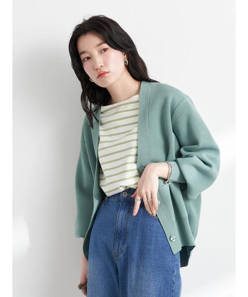 earth music&ecology（アースミュージックアンドエコロジー）の「Vネックコクーンカーディガン*（カーディガン/ボレロ・レディース・ブラック/ライトグリーン/グレイッシュベージュ・FREE）」の22枚目の写真