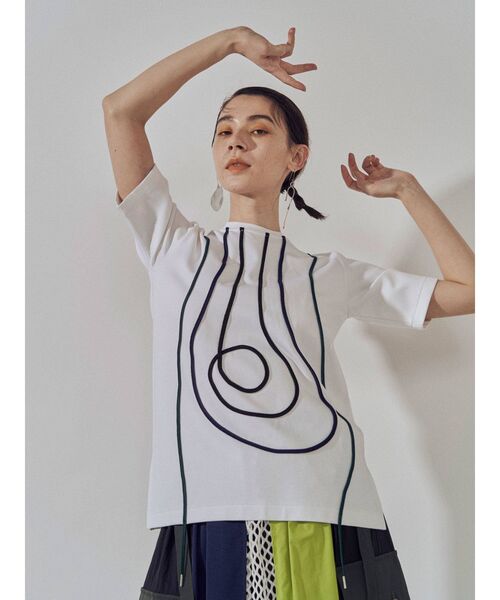 UN3D.（アンスリード）の「コードデザインTシャツ（Tシャツ/カットソー・レディース・ホワイト/ブラック・FREE）」の2枚目の写真