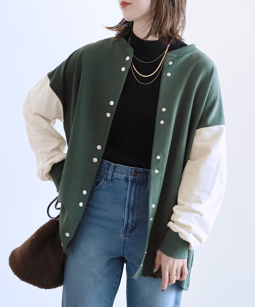 reca（レカ）の「2WAYスナップボタン裏毛BIGカーディガン（カーディガン/ボレロ・レディース・ヘザーグレー/ブラック/ダークグレー/ネイビー/ダークグリーン/ナチュラル・FREE）」の5枚目の写真