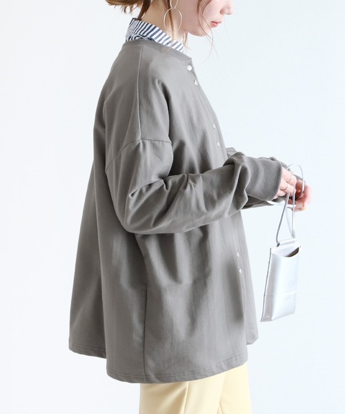 reca（レカ）の「2WAYスナップボタン裏毛BIGカーディガン（カーディガン/ボレロ・レディース・ヘザーグレー/ブラック/ダークグレー/ネイビー/ダークグリーン/ナチュラル・FREE）」の16枚目の写真
