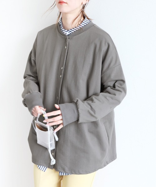 reca（レカ）の「2WAYスナップボタン裏毛BIGカーディガン（カーディガン/ボレロ・レディース・ヘザーグレー/ブラック/ダークグレー/ネイビー/ダークグリーン/ナチュラル・FREE）」の17枚目の写真