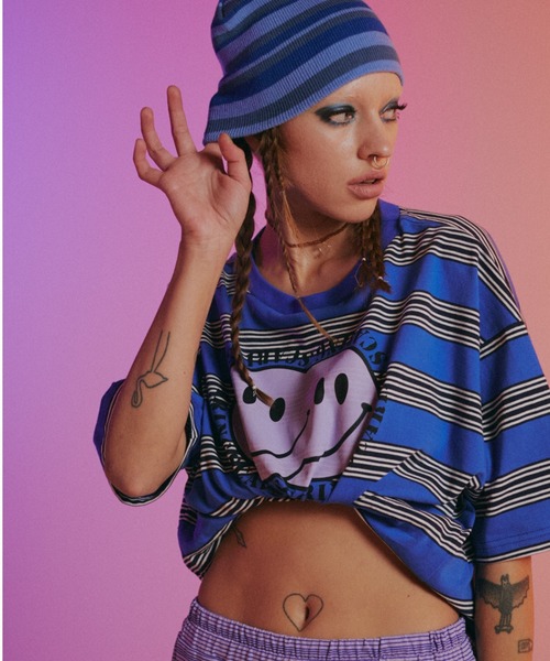 Candy Stripper（キャンディストリッパー）の「DOCKING SMILE BORDER Tシャツ（Tシャツ/カットソー・レディース・イエロー/ブルー/ボルドー・2）」の4枚目の写真