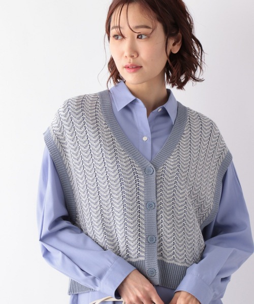 GLOBAL WORK（グローバルワーク）の「2WAYアイレットベスト/269068（ベスト・レディース・ベージュ/ブラック/サックスブルー・FREE）」の3枚目の写真