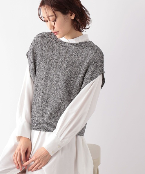 GLOBAL WORK（グローバルワーク）の「2WAYアイレットベスト/269068（ベスト・レディース・ベージュ/ブラック/サックスブルー・FREE）」の7枚目の写真