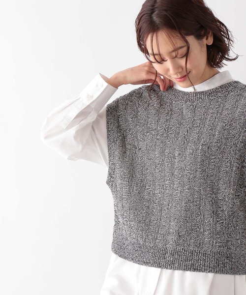 GLOBAL WORK（グローバルワーク）の「2WAYアイレットベスト/269068（ベスト・レディース・ベージュ/ブラック/サックスブルー・FREE）」の8枚目の写真