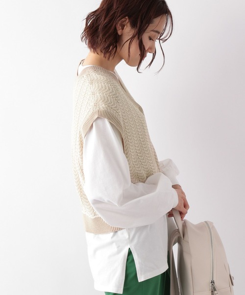 GLOBAL WORK（グローバルワーク）の「2WAYアイレットベスト/269068（ベスト・レディース・ベージュ/ブラック/サックスブルー・FREE）」の22枚目の写真