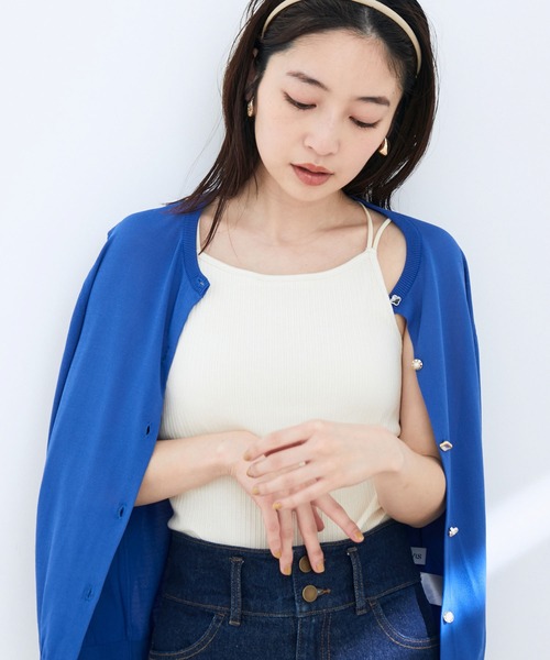 VIS(ビス)の「アメスリカップ付きインナーキャミソール(キャミソール・レディース・キナリ/ブラック/ブラウン・FREE)」の2枚目の写真