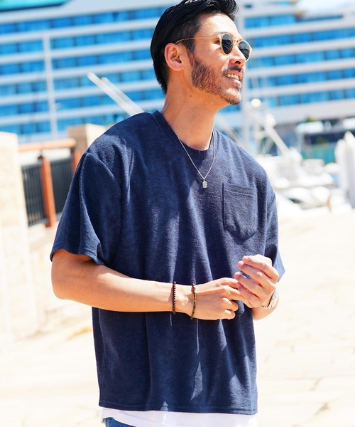 jiggys shop（ジギーズショップ）の「UVカット 接触冷感 サマーパイル 半袖Tシャツ（Tシャツ/カットソー・メンズ・ブラック/グレー系その他/グレー系その他2/ホワイト/ホワイト系その他/ホワイト系その他2/ホワイト系その他3/ホワイト系その他4/ブルー系その他/ブルー系その他2/ブルー系その他3/ホワイト系その他5/ホワイト系その他6/ブルー系その他4/チャコール/ブルー系その他5/ホワイト系その他7/グレー系その他3/ネイビー/ブラック系その他/ピンク系その他・SMALL/MEDIUM/LARGE/X-LARGE）」の15枚目の写真