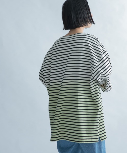 FORK&SPOON（フォークアンドスプーン）の「FORK&SPOON　オーバーダイボーダーTシャツ（Tシャツ/カットソー・メンズ・ブルー系その他/イエロー系その他・5）」の3枚目の写真