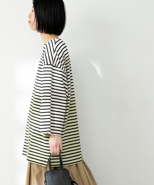 FORK&SPOON（フォークアンドスプーン）の「FORK&SPOON　オーバーダイボーダーTシャツ（Tシャツ/カットソー・メンズ・ブルー系その他/イエロー系その他・5）」の8枚目の写真