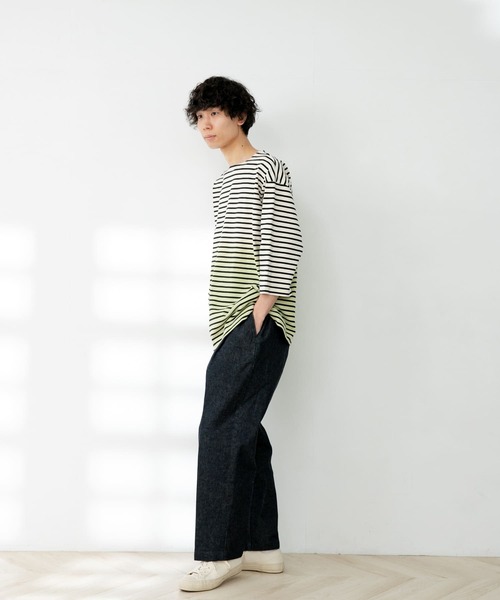 FORK&SPOON（フォークアンドスプーン）の「FORK&SPOON　オーバーダイボーダーTシャツ（Tシャツ/カットソー・メンズ・ブルー系その他/イエロー系その他・5）」の19枚目の写真