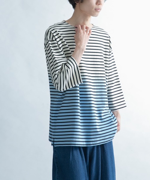 FORK&SPOON（フォークアンドスプーン）の「FORK&SPOON　オーバーダイボーダーTシャツ（Tシャツ/カットソー・メンズ・ブルー系その他/イエロー系その他・5）」の20枚目の写真