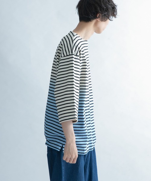 FORK&SPOON（フォークアンドスプーン）の「FORK&SPOON　オーバーダイボーダーTシャツ（Tシャツ/カットソー・メンズ・ブルー系その他/イエロー系その他・5）」の21枚目の写真