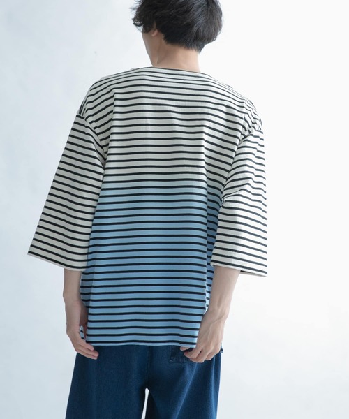 FORK&SPOON（フォークアンドスプーン）の「FORK&SPOON　オーバーダイボーダーTシャツ（Tシャツ/カットソー・メンズ・ブルー系その他/イエロー系その他・5）」の22枚目の写真