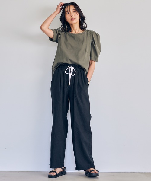 BARNYARDSTORM（バンヤードストーム）の「BARNYARDSTORM / 【WEB限定サイズXS/L】リネンワイドイージーパンツ（その他パンツ・レディース・ブラック/ブラウン/ベージュ・00/0/1/2）」の4枚目の写真