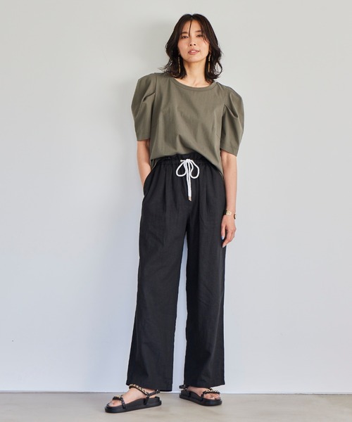 BARNYARDSTORM（バンヤードストーム）の「BARNYARDSTORM / 【WEB限定サイズXS/L】リネンワイドイージーパンツ（その他パンツ・レディース・ブラック/ブラウン/ベージュ・00/0/1/2）」の6枚目の写真