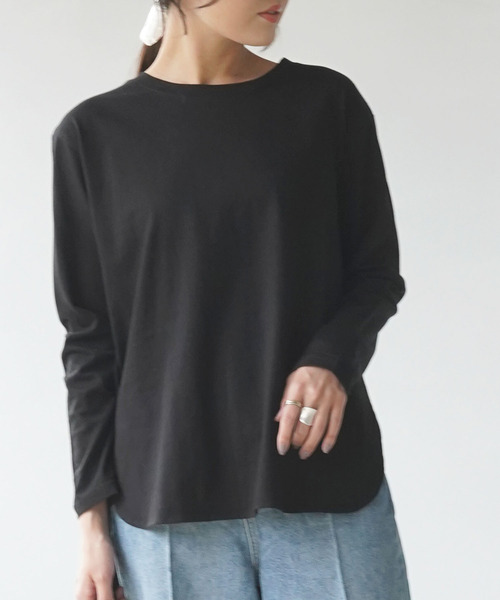 IAMUSE(アイアミューズ)の「【IAMUSE】スリットロングテールトップス S0081(Tシャツ/カットソー・レディース・ホワイト/ブラック・FREE)」の6枚目の写真