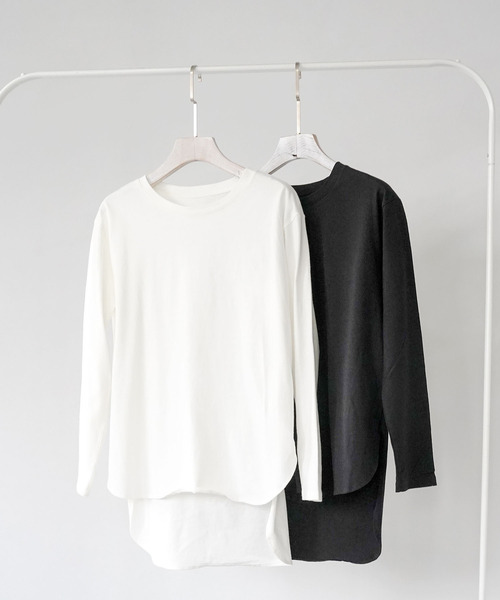 IAMUSE(アイアミューズ)の「【IAMUSE】スリットロングテールトップス S0081(Tシャツ/カットソー・レディース・ホワイト/ブラック・FREE)」の11枚目の写真